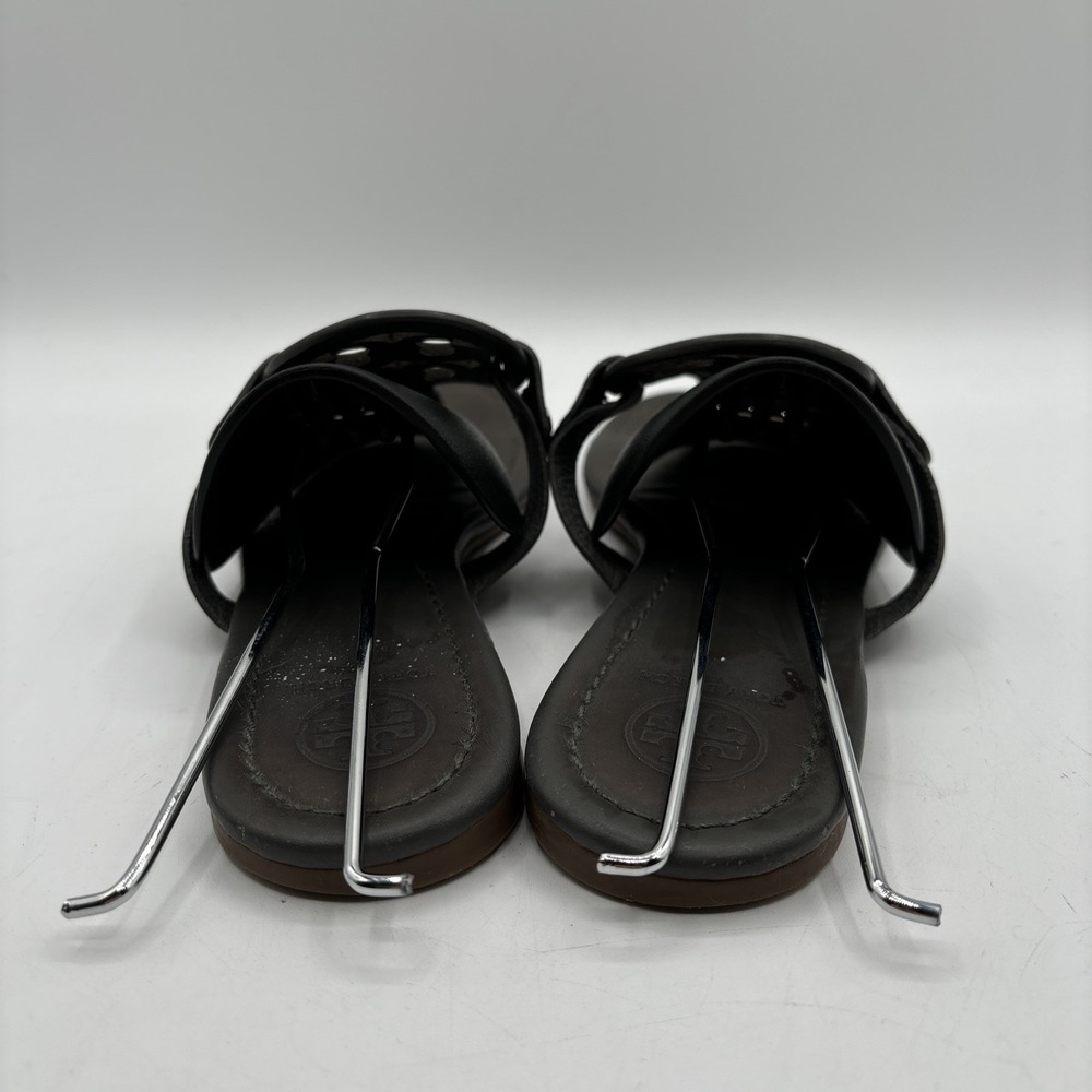 Tory Burch Miller Sandals Women's 7 M Dark Gray Leather Flats Thong - Picture 3 of 12